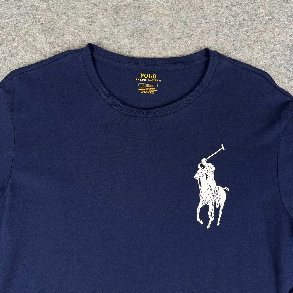 Polo Ralph Lauren Big Pony T-Shirt Long Sleeve Cotton Blue Mens Medium M
